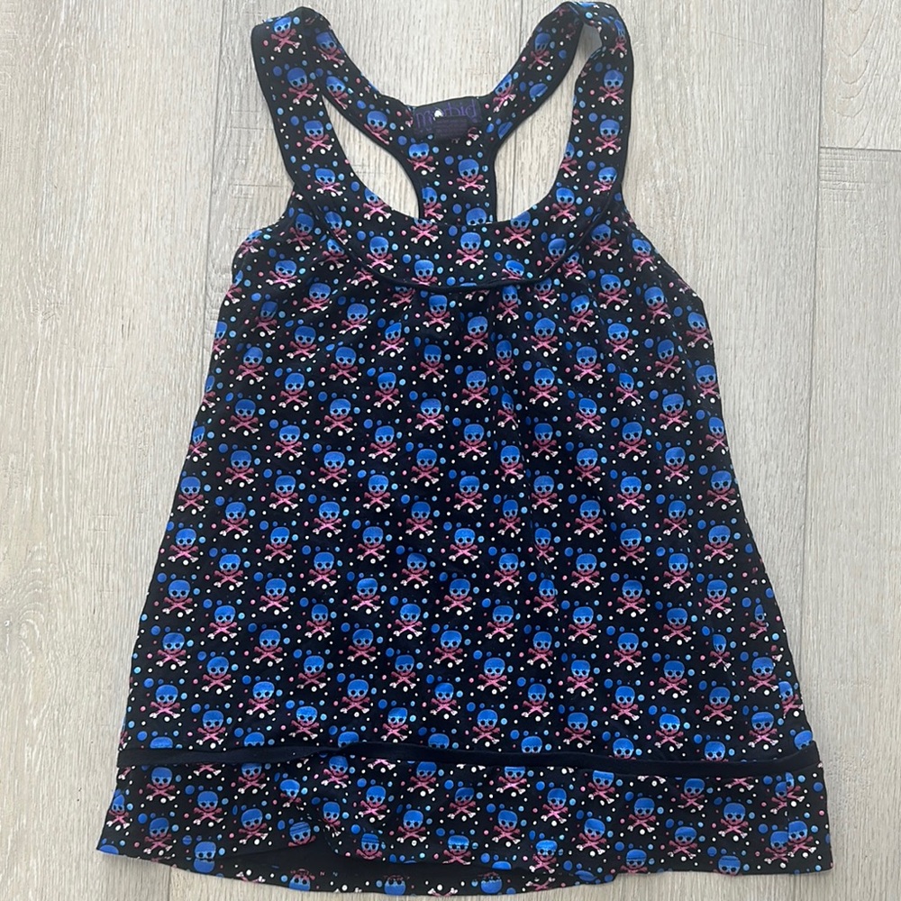 Womens Morbid Threads Skull & Crossbones Tank Top Large